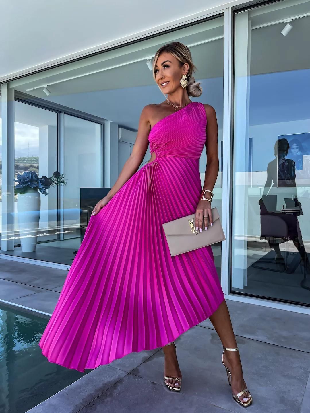 boohoo neon dress Neon pink bandeau ribbed midi dress, brand new with