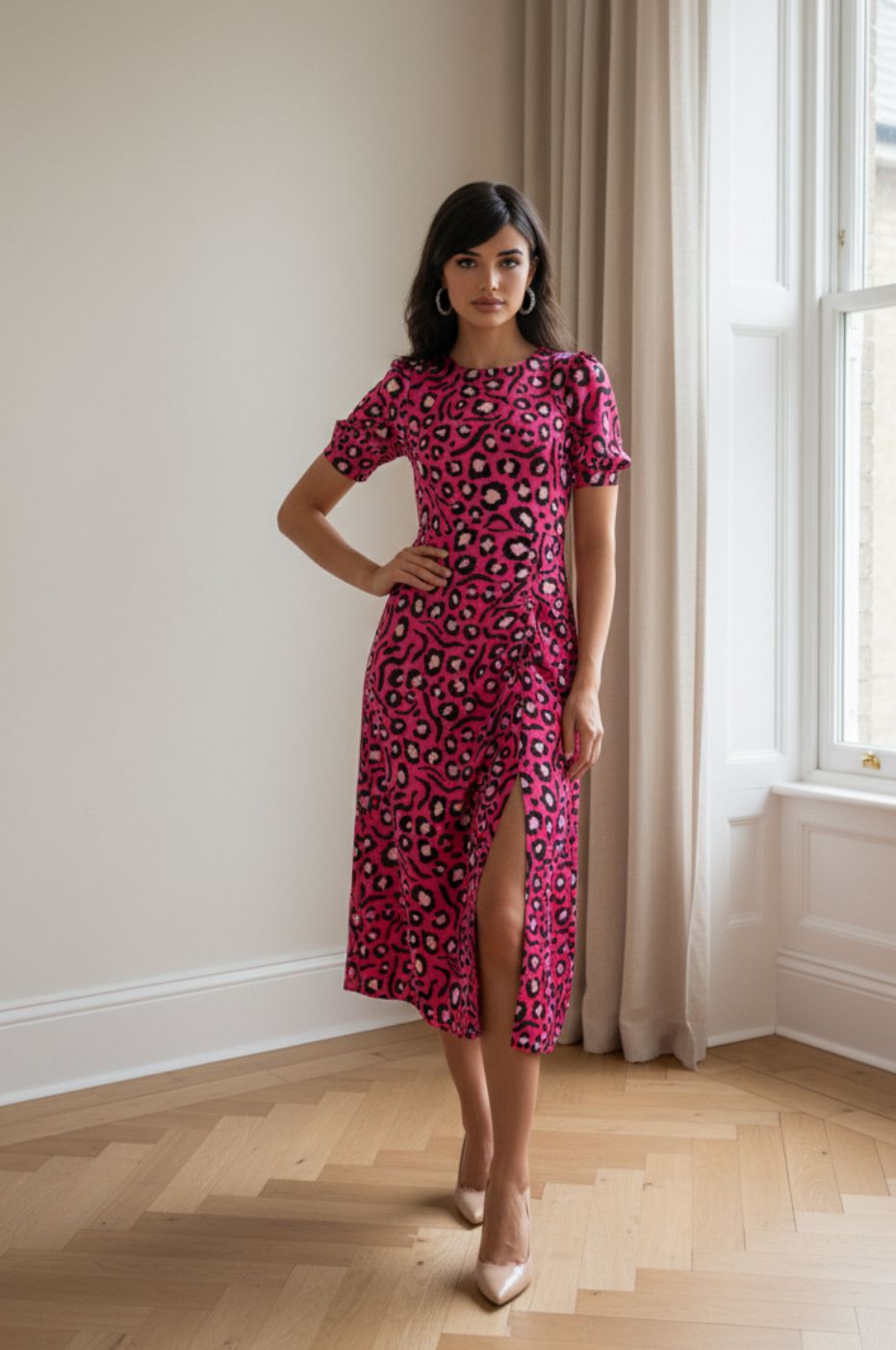 Pink abstract leopard print dress Eva Bella Maghera Pink abstract leopard print dress Eva Bella Maghera