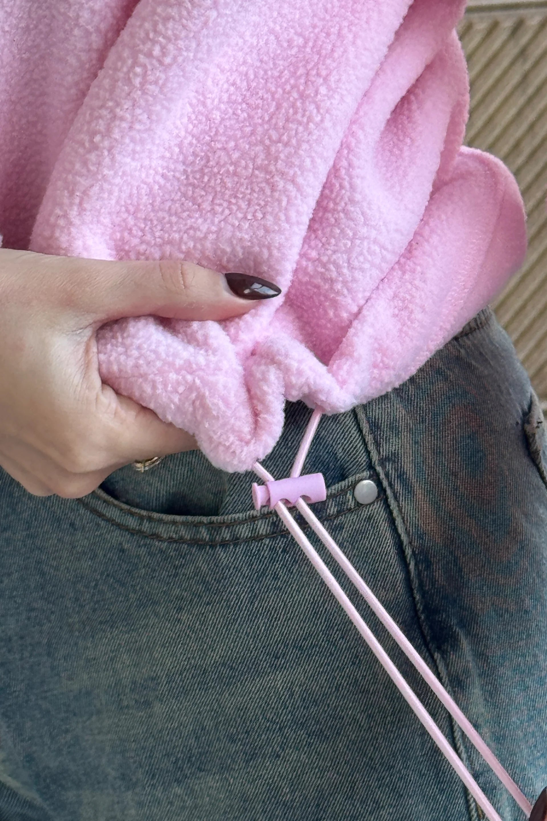 Lulu Contrast Binding 1/4 Zip Fleece Pink
